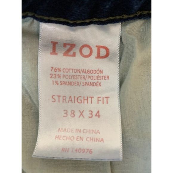 Mens Izod Comfort Stretch Dark Jeans 38 x 34 Long Straight Leg Fit 0513 - Picture 8 of 8